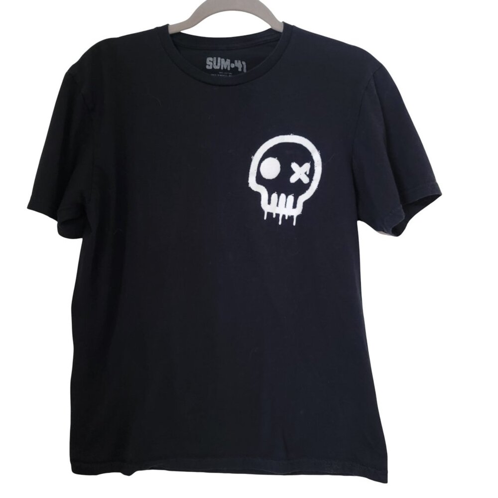 SUM 41 Size M Black Grinning Skull Concert Tee, Gently Used Condition